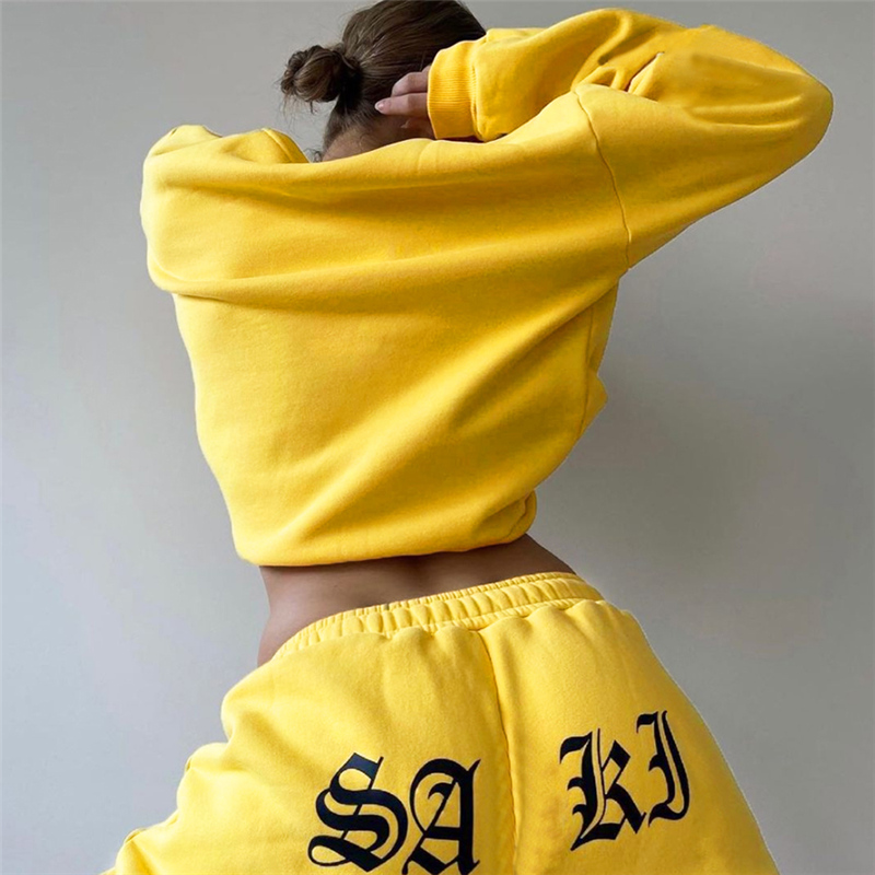 Winter Custom Logo Thick Tracksuit Streetwear 2 Piece Hoodie Sweatpants Jogger Ladies Long Sleeve Two Piece Pants Set For Women