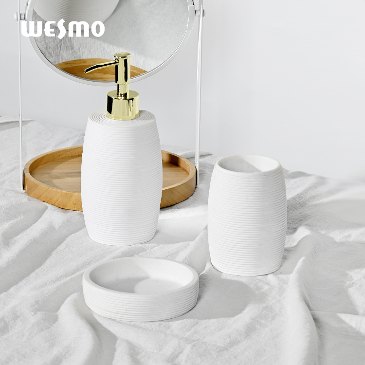Creative cream-colored horizontal thin stripes bathroom dishes set other bathroom and toilet accessories bathroom set