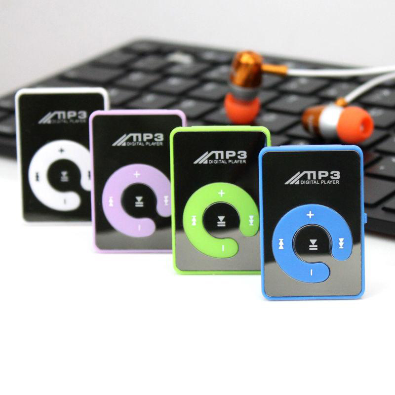 Мини-клип Зеркало USB MP3 Поддержка 8 ГБ Портативный цифровой музыкальный медиаплеер Micro SD TF слот для карт C-образная Спортивная MP3 Бесплатная доставка