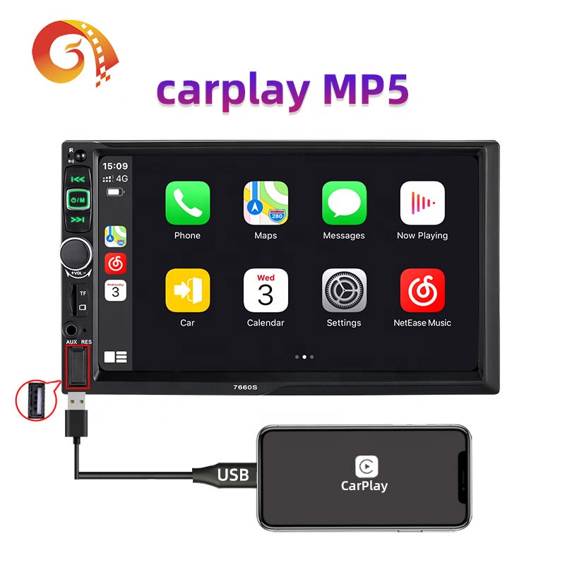 Автомагнитола Carplay MP5 с сенсорным экраном 7 дюймов 2 Din