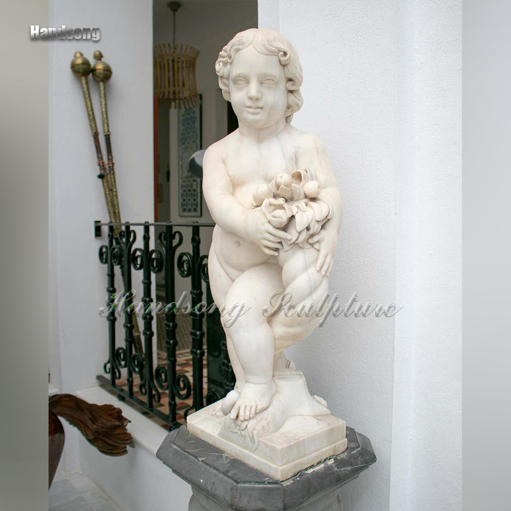 Medium-sized custom sculpture European retro angel figure child 2 statue stone carving