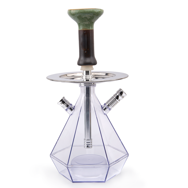 Acrylic Glass Pyramid Hookah Smoker Set with Long Leg Ceramic Aluminum Construction