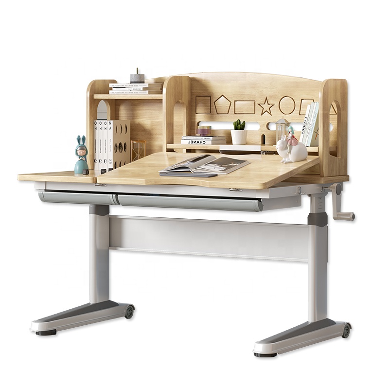 The latest wholesale hot sale solid wood environmentally friendly adjustable children's study tables and chairs