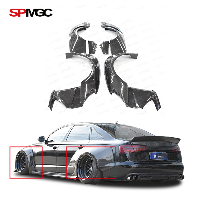 Переднее и заднее широкое крыло из углеродного волокна для audi A6 RS6