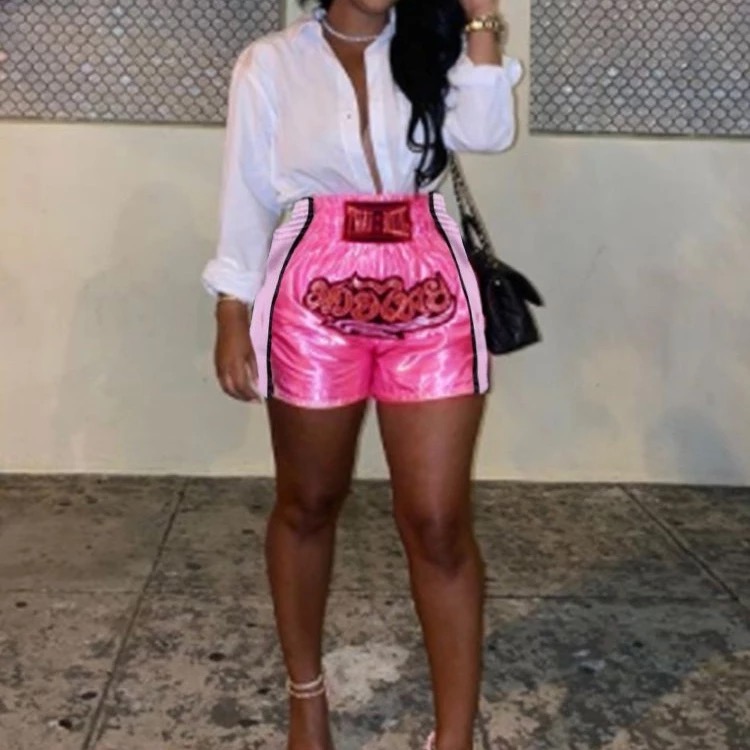 Drop Shipping 1pcs Women Gym Shorts Wholesale Fall 2021 Casual 5 Color High Waist Plus Size Letter Print Boxer Shorts for Women