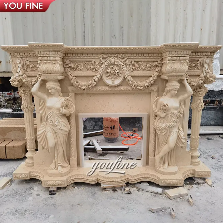 Custom Large Louis Carved Marble Fireplace Surround