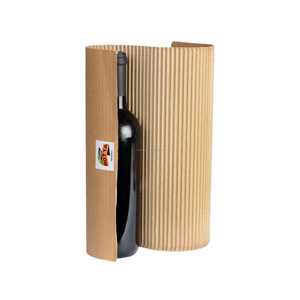 sustainable FSC bottle protective packaging eco-self seal rolls corrugated paper self-sealing adhesive