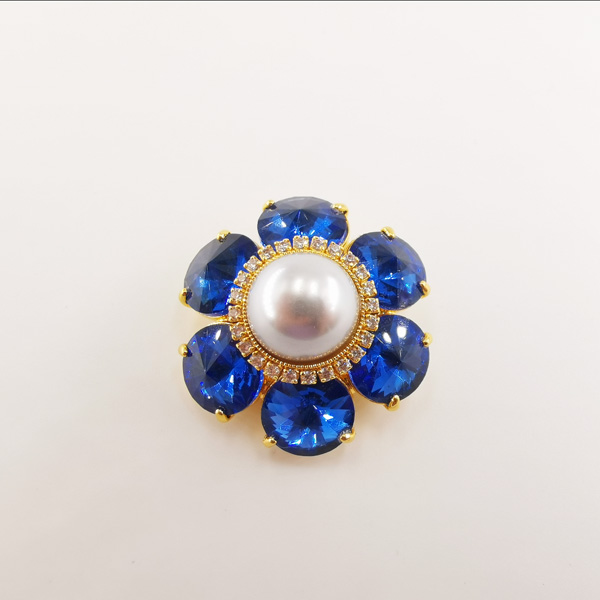 Pearl Diamond Embellishments Brass Sewing Buttons For Jewelry Making Clothes Bags Shoes Supplies Wedding Bouquet DIY Red Blue Fl