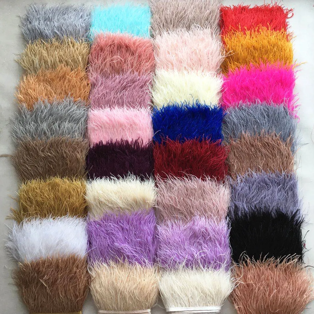 10-15cm High Quality Ostrich Feather Lace Trims for Clothes Accessories Cheap price Ostrich Feather Fringe Trimming