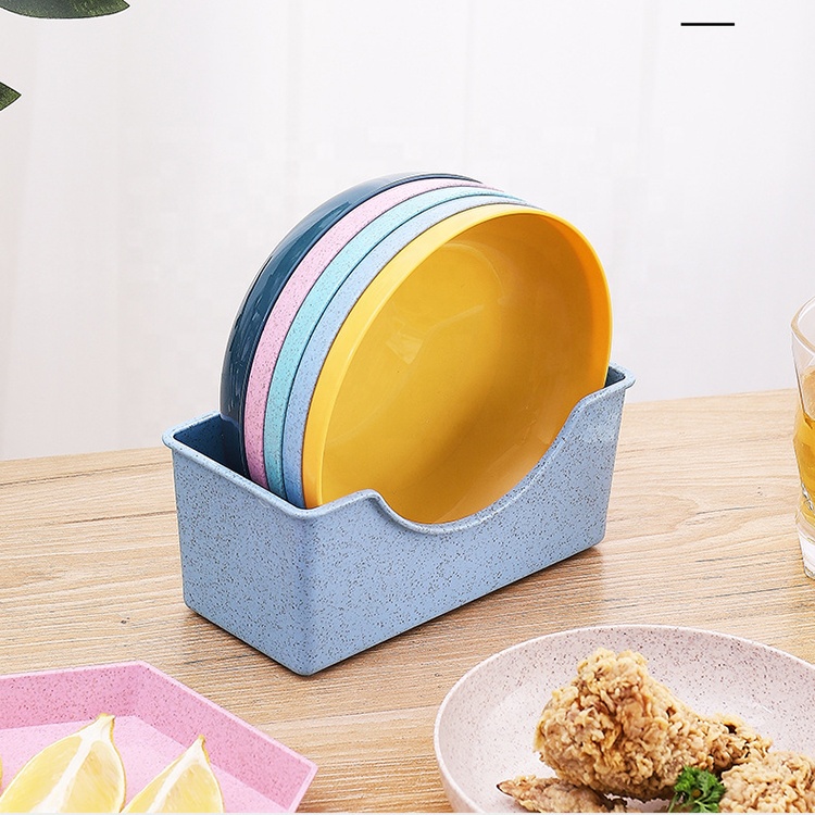 BPA Free Healthy Eco Friendly Biodegradable Wheat Straw 6pcs round Dinner Plates Set
