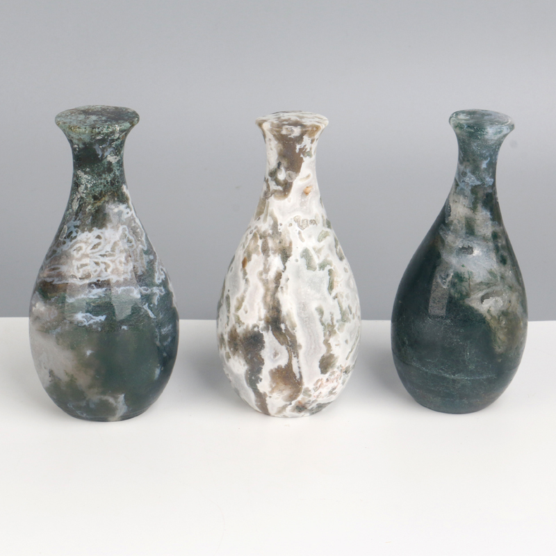 best sell natural gemstone crystal craft moss agate flower vase for home decoration