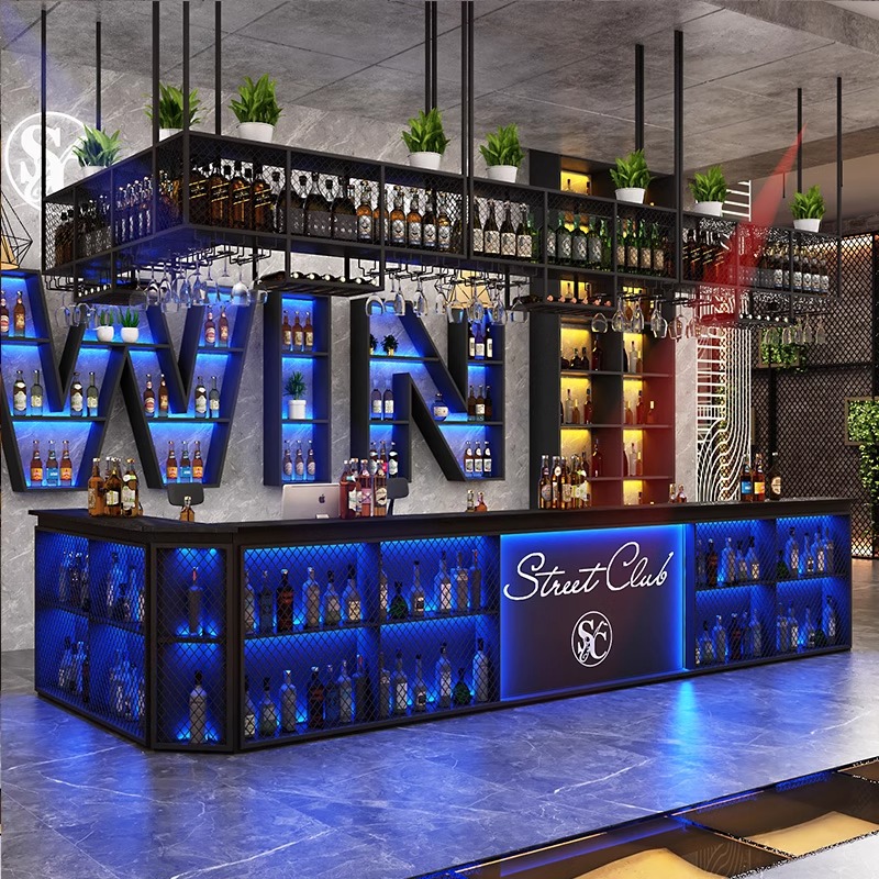 Creative Industrial-Style Custom Counter Register Bar Restaurant Grill Billiard Hall Reception Desk Customizable Corner Showcase
