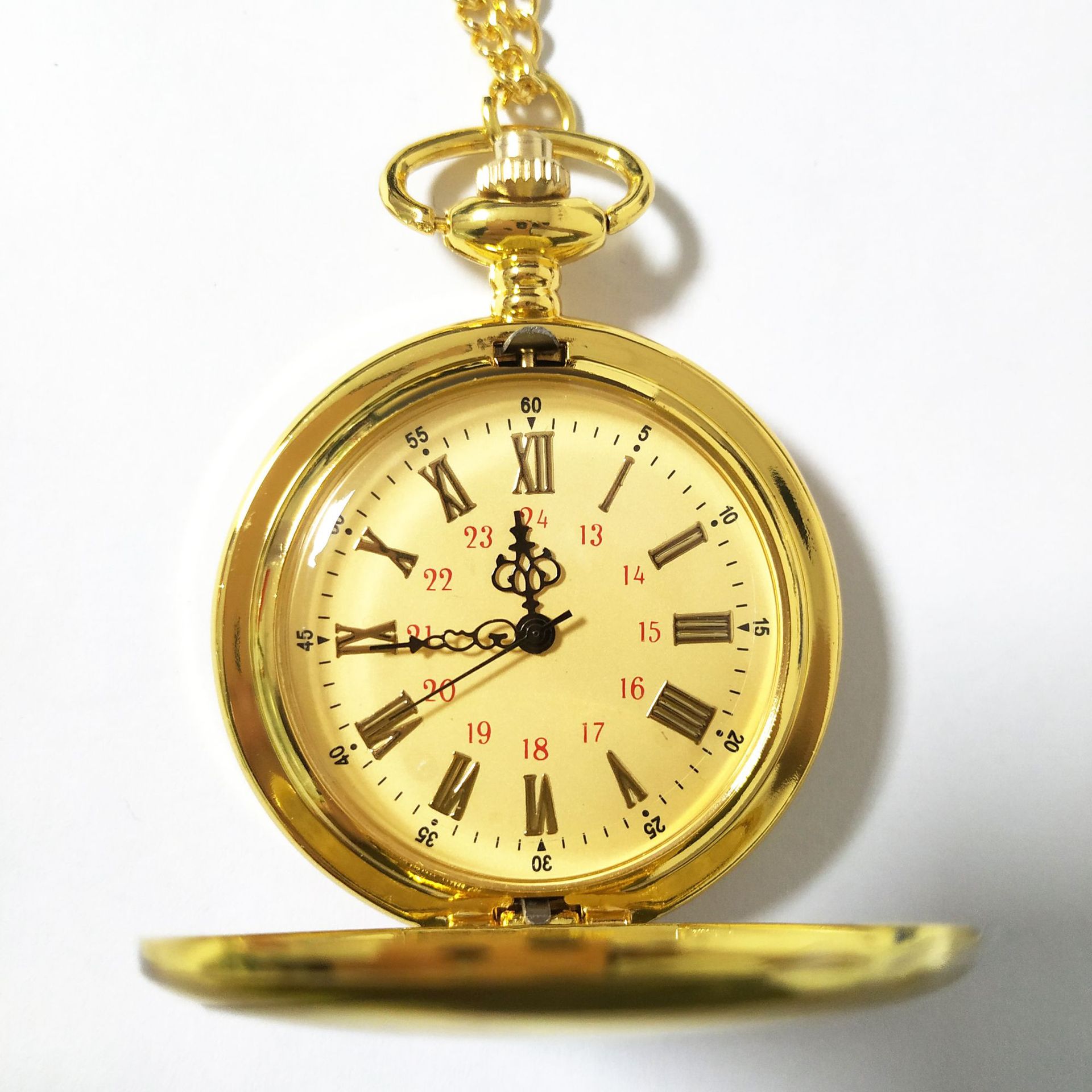 Tungsten steel polished retro flip large pocket watch Arabic digital Antique Gift pocket watch wholesale