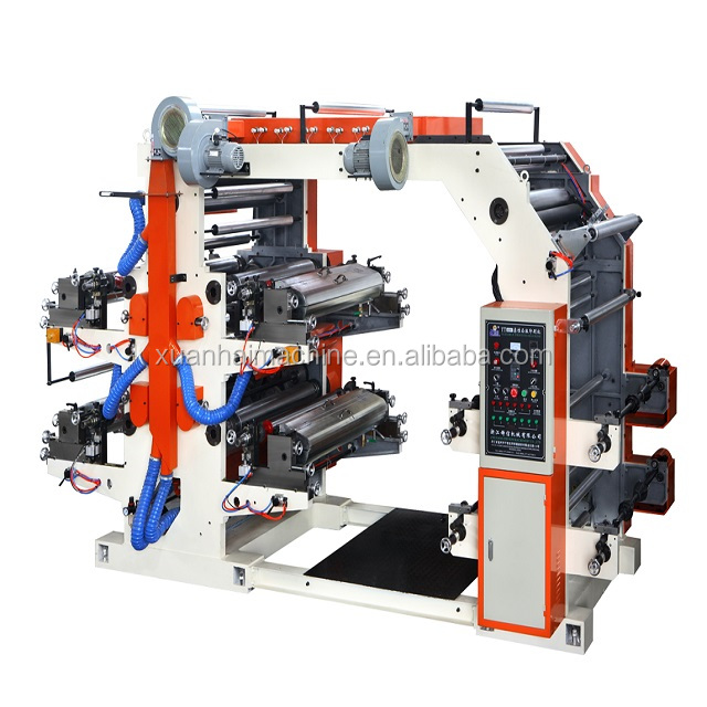 Six Colors Flexo Printing Flexographic Printer Available to Service High Speed 4 Colors Stack Type Flexo Printing Machine