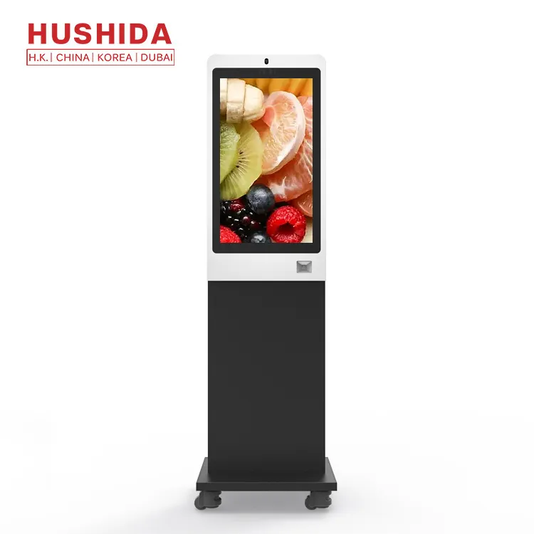 27 Inch Android System Self Service Payment Ordering Kiosk With Ticket Printer Temperature Scanner