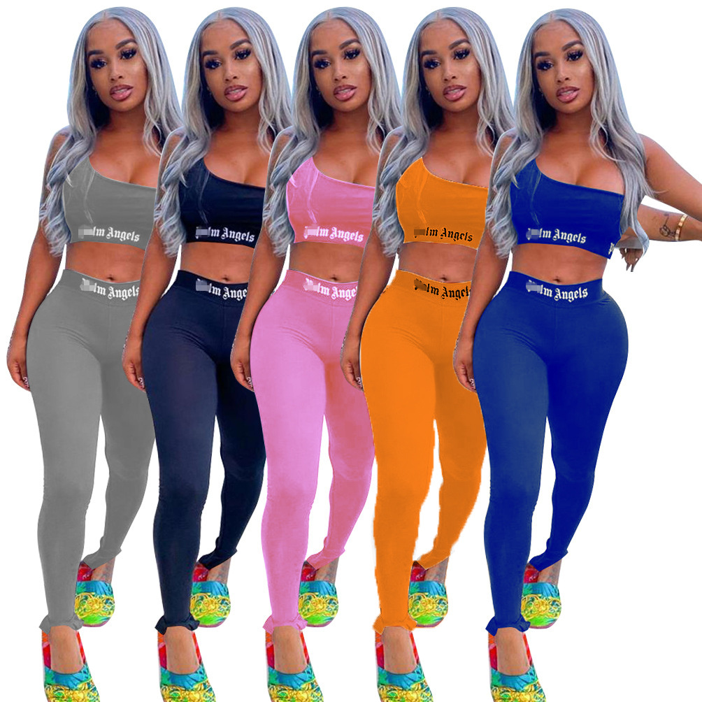 Dropship Ladies Street Club Wear Sexy Crop Legging Set Slim Fit wholesale Women Two Piece Outfits palm-angel tracksuit clothing