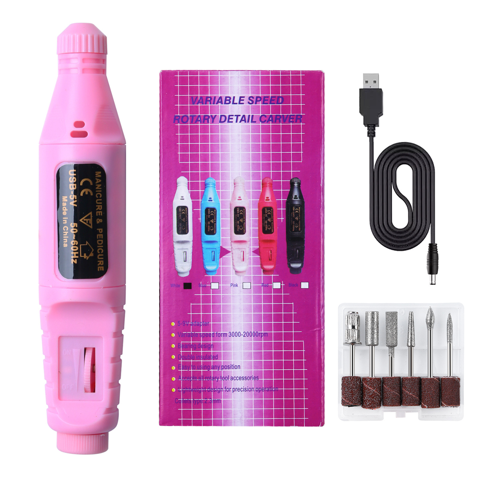 Luxury Professional Portable Nail Drill Art Pen USB Electric Pedicure Manicure Machine Nail Polisher