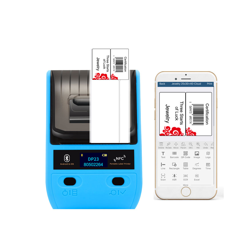 DeTong Blue Tooth Handheld Barcode Sticker Label for Jewelry and Garment Price Tag Printer