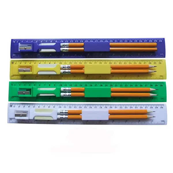 Custom 4 in 1 30CM Ruler Eraser Pencil Sharpener Stationery Set