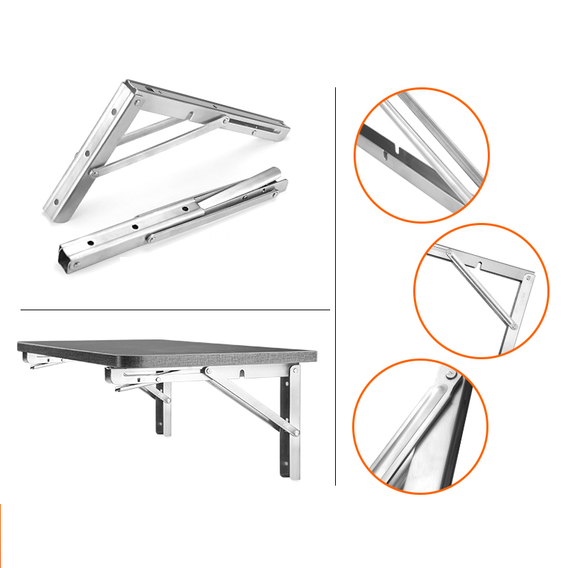 Wholesale 8 To 24 Inch Iron Triangle Black Stainless Steel Shelf Wall Mounting Folding Bracket
