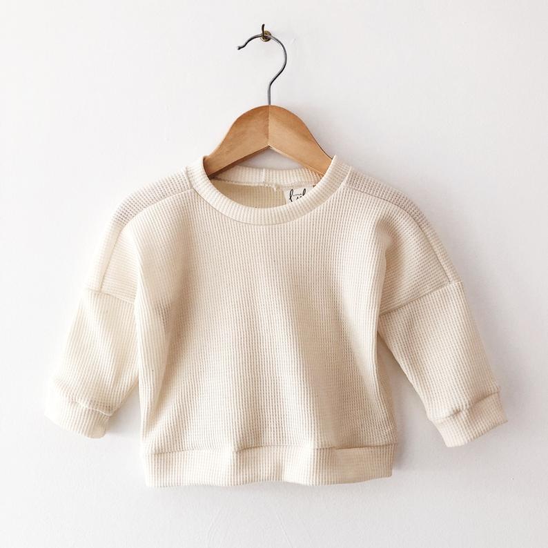 Baby Waffle Long Sleeve Shirt White