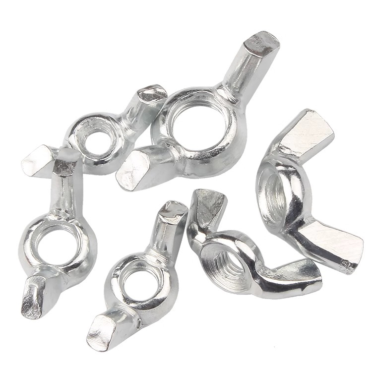 Iron white zinc butterfly nut, butterfly shaped ingot, sheep horn hand twisted screw cap bolt