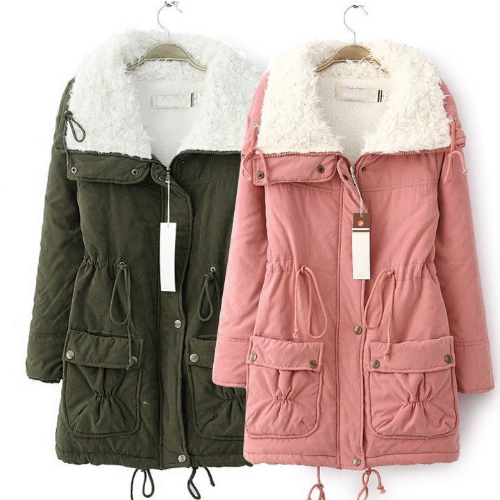 high quality Women's Winter Outerwear Cotton-Padded Jacket Medium-Long Thin Waist Wadded Jacket Thick Coat