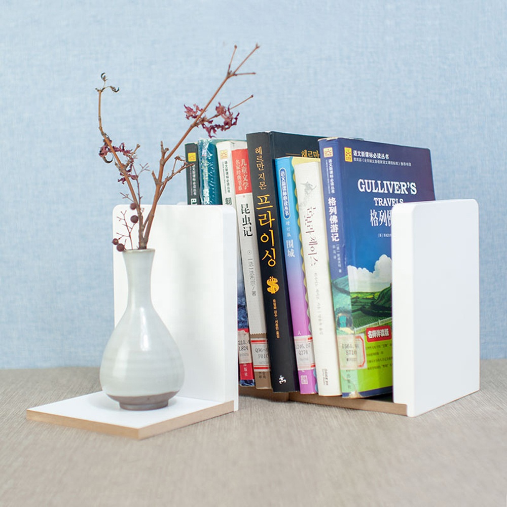 Wholesale nordic MDF book holder desk table bookshelf organizer decorative bookends with custom logo