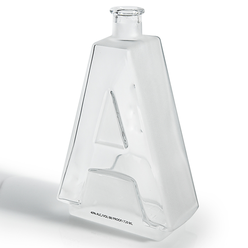 Custom letter A B design super flint glass liquor bottle spirit whisky 750ml honey oil vodka gin tequila rum with cork top