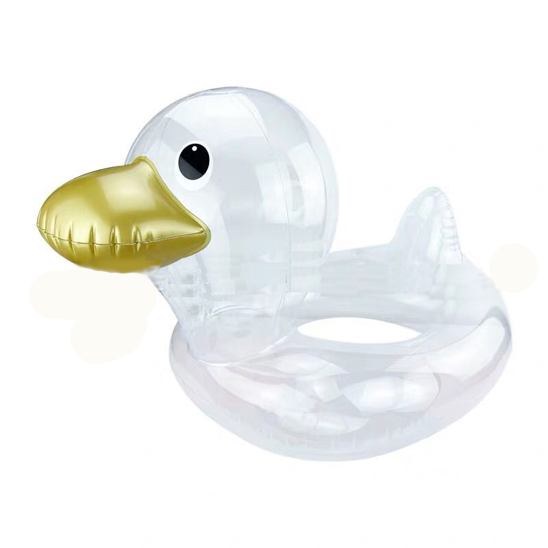 Transparent Duck shaped Inflatable Swimming Ring for kids