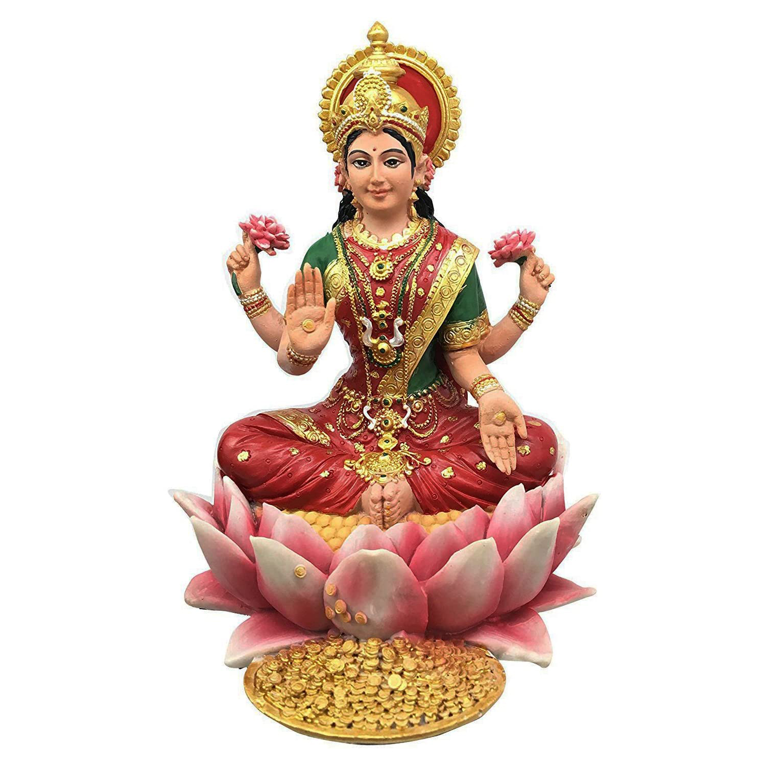 Lakshmi скульптура индуийской богини на лотосе