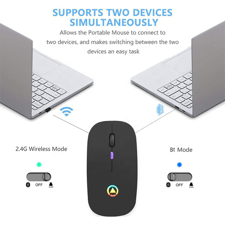 AIWO Amazon Hot Selling Rechargeable Wireless Power Bank Mouse Pink For Gaming 800 1200 2400 DPI Changeable Support Ergonomic