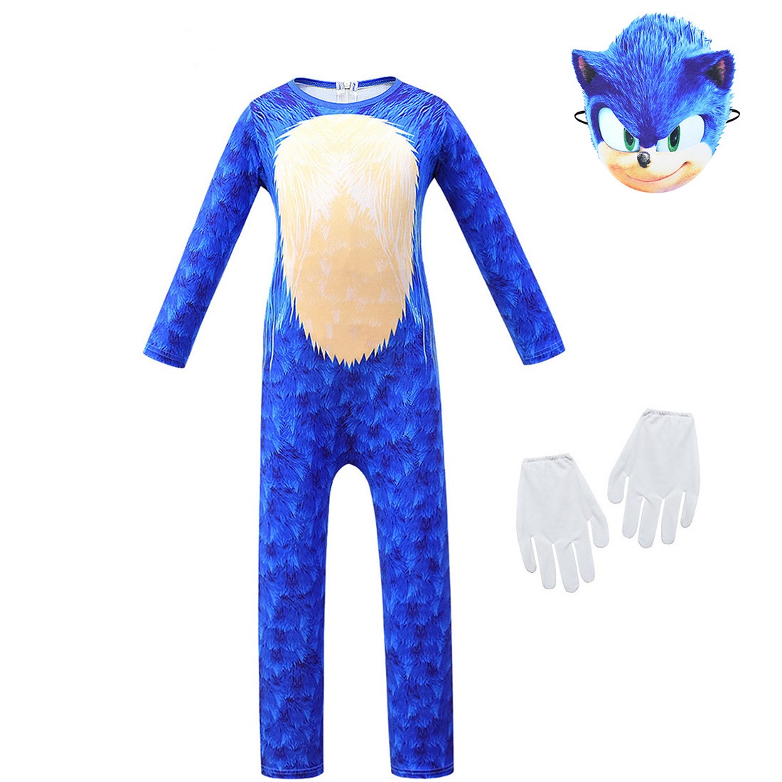 Sonic Hedgehog Theme Halloween Party Jumpsuit Cosplay Costume for Kids