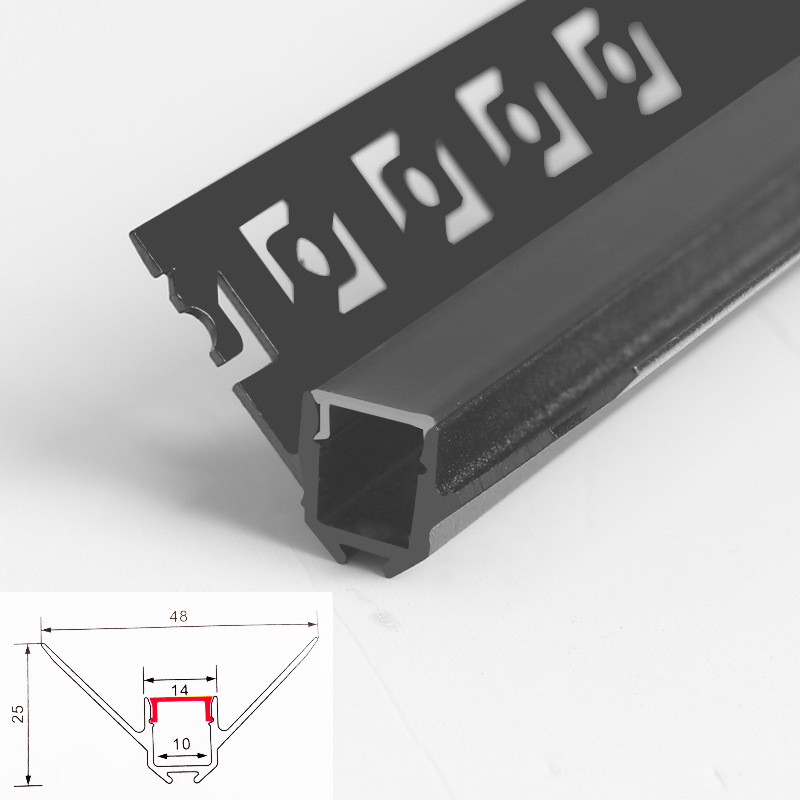 Black LED line light without frame ceiling embedded Yin Angle Yang Angle aluminum alloy embedded dark installation light strip