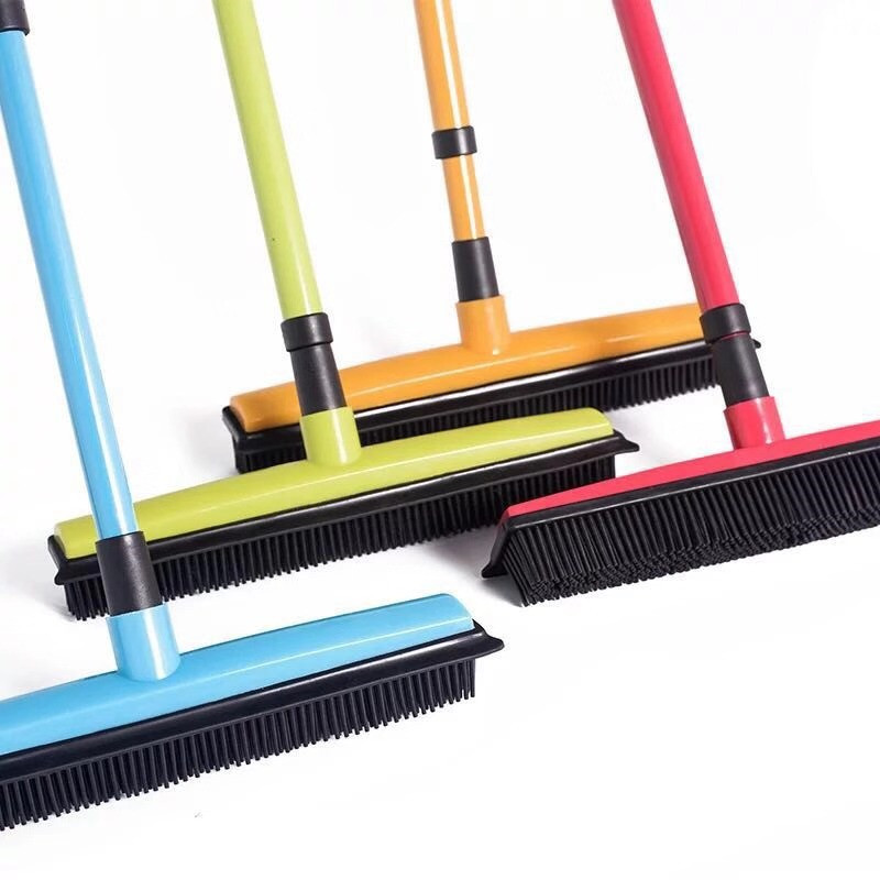 telescopic broom rubber besom cleaner pet hair removal brush home floor dust mop & carpet sweeper L0256