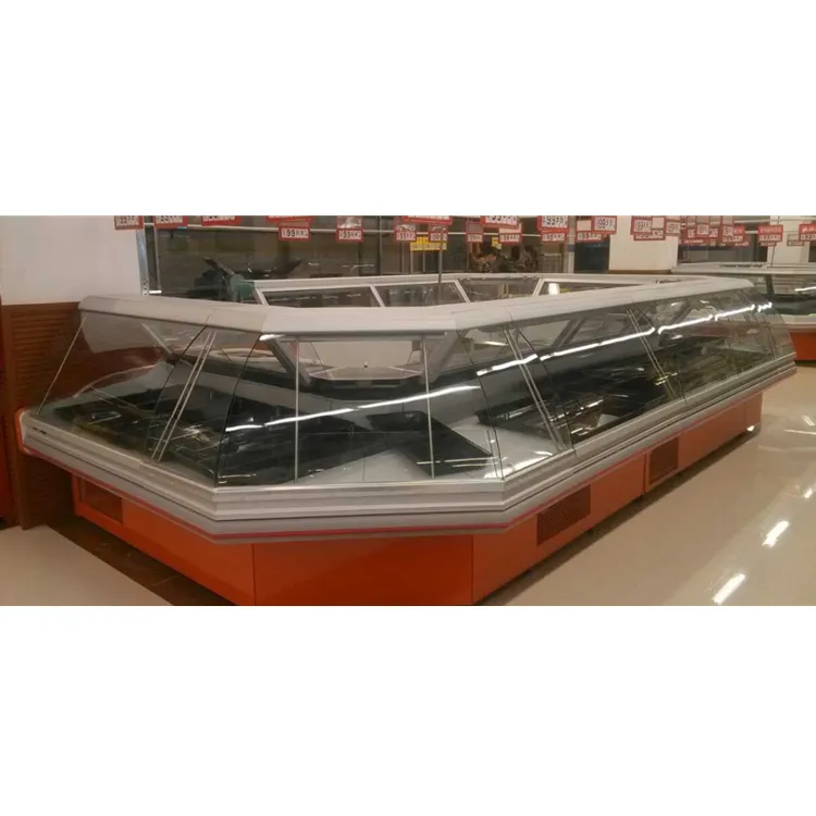 Supermarket display meat chiller showcase refrigerated meat freezer refrigerator