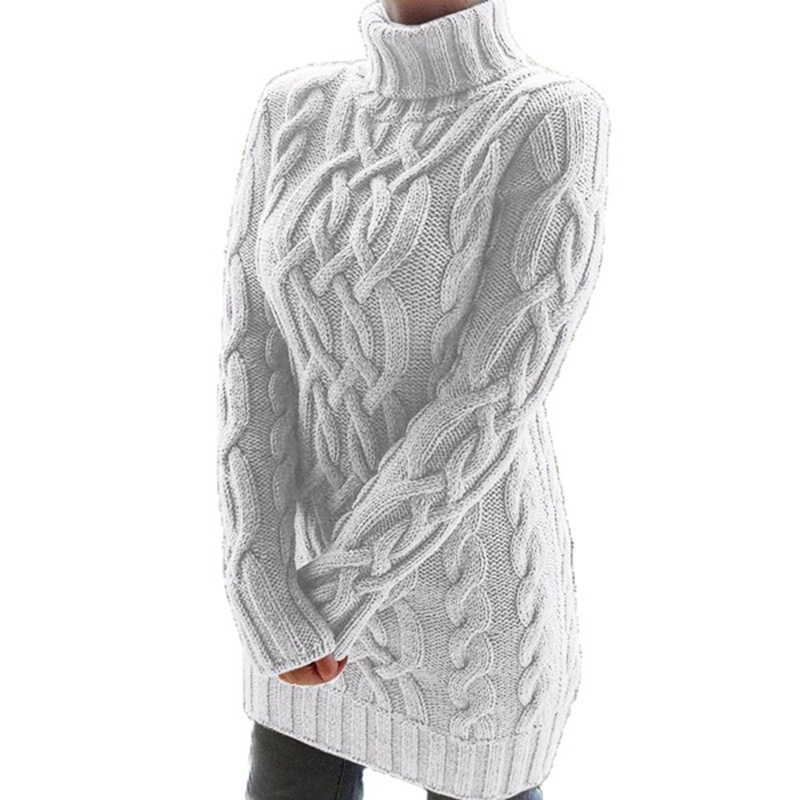 Factory Supply High Quality Woman Ladies Winter High Neck Vintage Sweaters Dresses Thickening Plus Size Sweaters