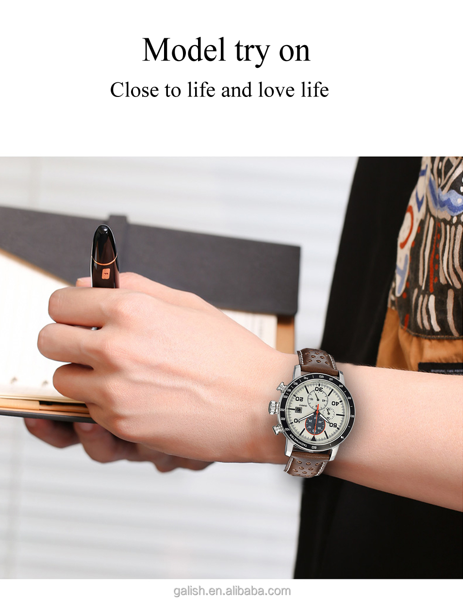 2022 Ever Move Luxury& business Men's Mul-tifunction Quartz Watch Men's Luxury High Grade Waterproof Leather brand