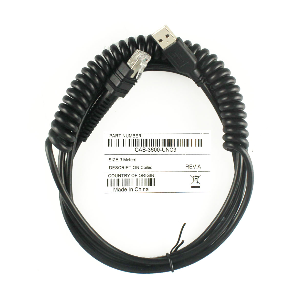 New compatible USB 3 meter Spring cable for Zebra LI3608 LI3678 DS3608 DS3678 Barcode Scanner Cable