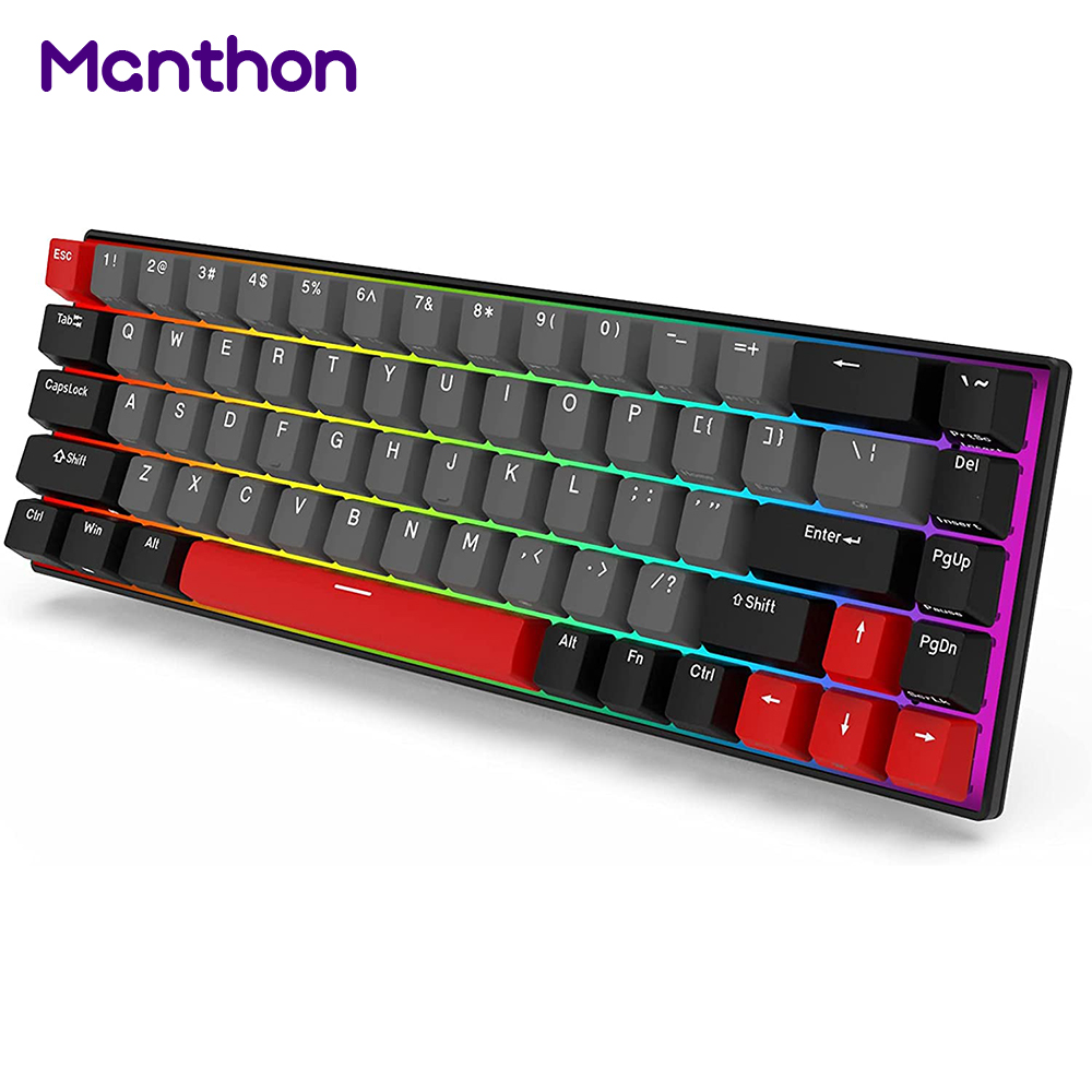 Беспроводная механическая клавиатура RGB Ak33 60% 63 60 Mini Ymdk с испанской и красной раскладкой Type C