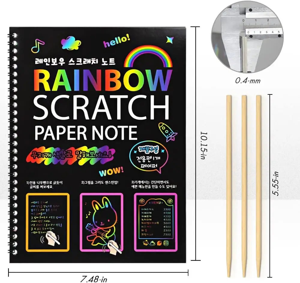 Hot Sale DIY Rainbow Scratch And Sketch Drawing Books 200gsm For Adults