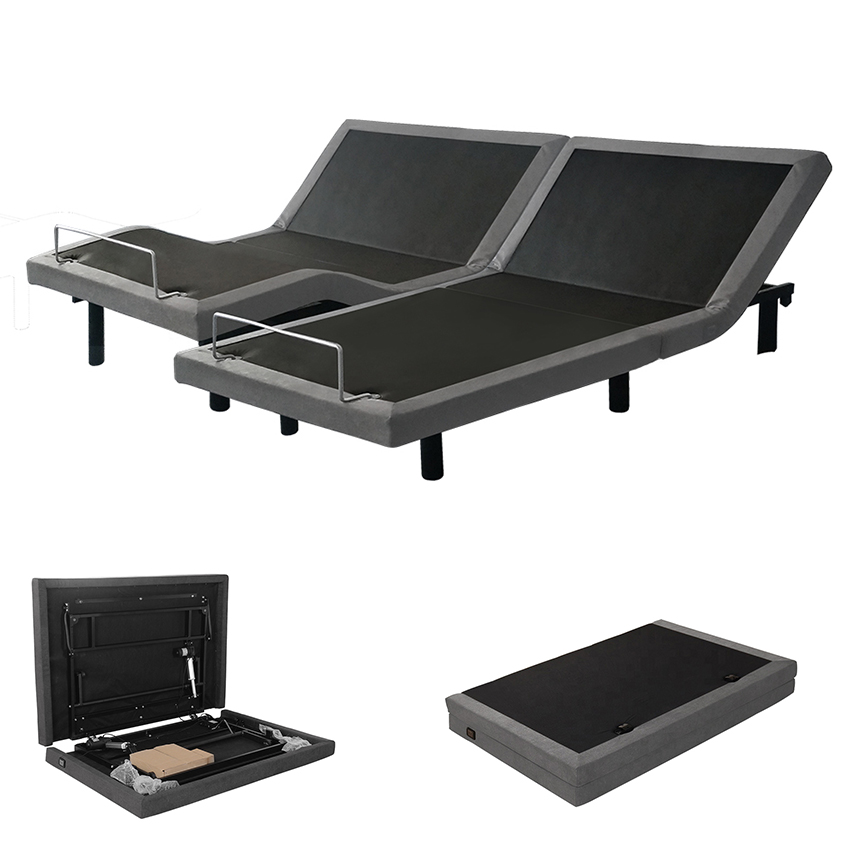 Folding electric adjustable bed base split adjustable bed with usb led
