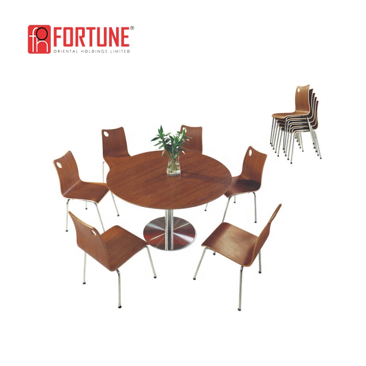 Modern Restaurant Furniture Set Round Table With Stackable Chairs