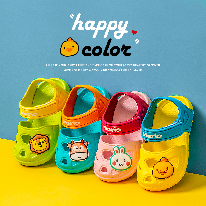 Cheerful Mario Baby's Hook & Loop Sandals | New EVA Cartoon Shoes Slippers