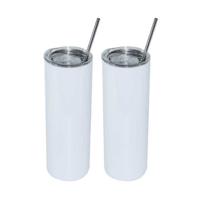 20oz ounce stainless steel double wall heat press straight blanks skinny 20 oz sublimation tumblers with lid and straw