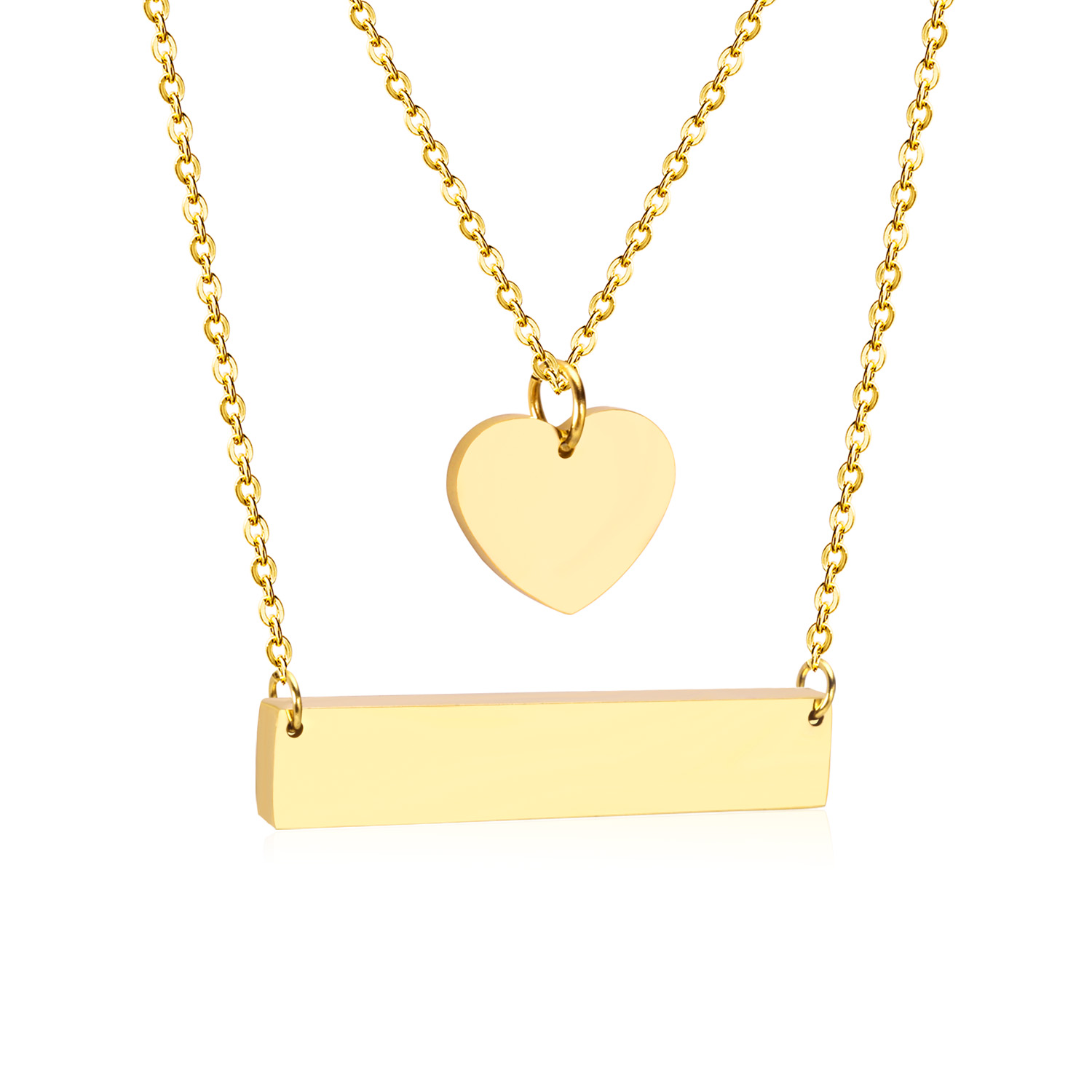 2021 New Stainless Steel Gold 18k Heart Gold Plated letters Pendants Two Custom Necklace With Name