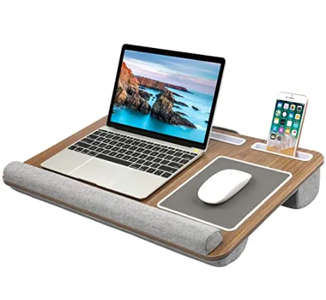 Combohome Bamboo Lap Desk Fits up to 17 inches Laptop Desk Built in Mouse Pad Wrist Pad for Notebook