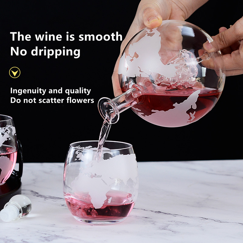 Amazon 850ML Glass Globe Whiskey Wine Vodka Decanter Set With Matching Glasses And Bar Funnel