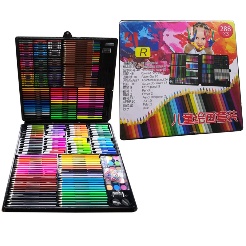 JF88872-258PCS 258 шт., пластиковые детские карандаш цветной карандаш масляная пастель чайник Набор для рисования для детей