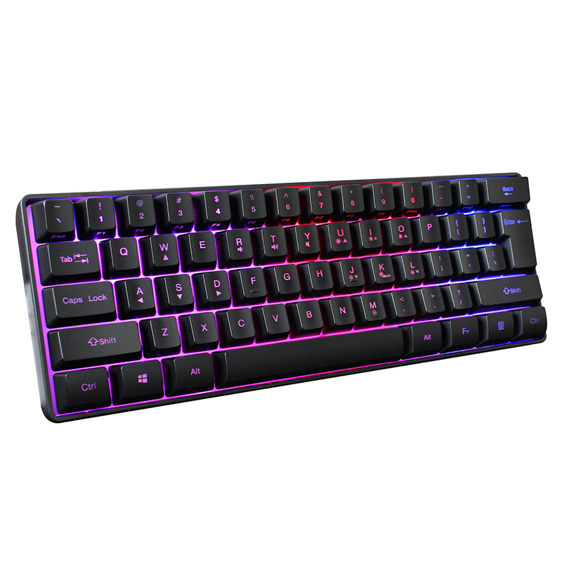 Популярная RGB подсветка мини 61-клавишная Проводная клавиатура для ПК